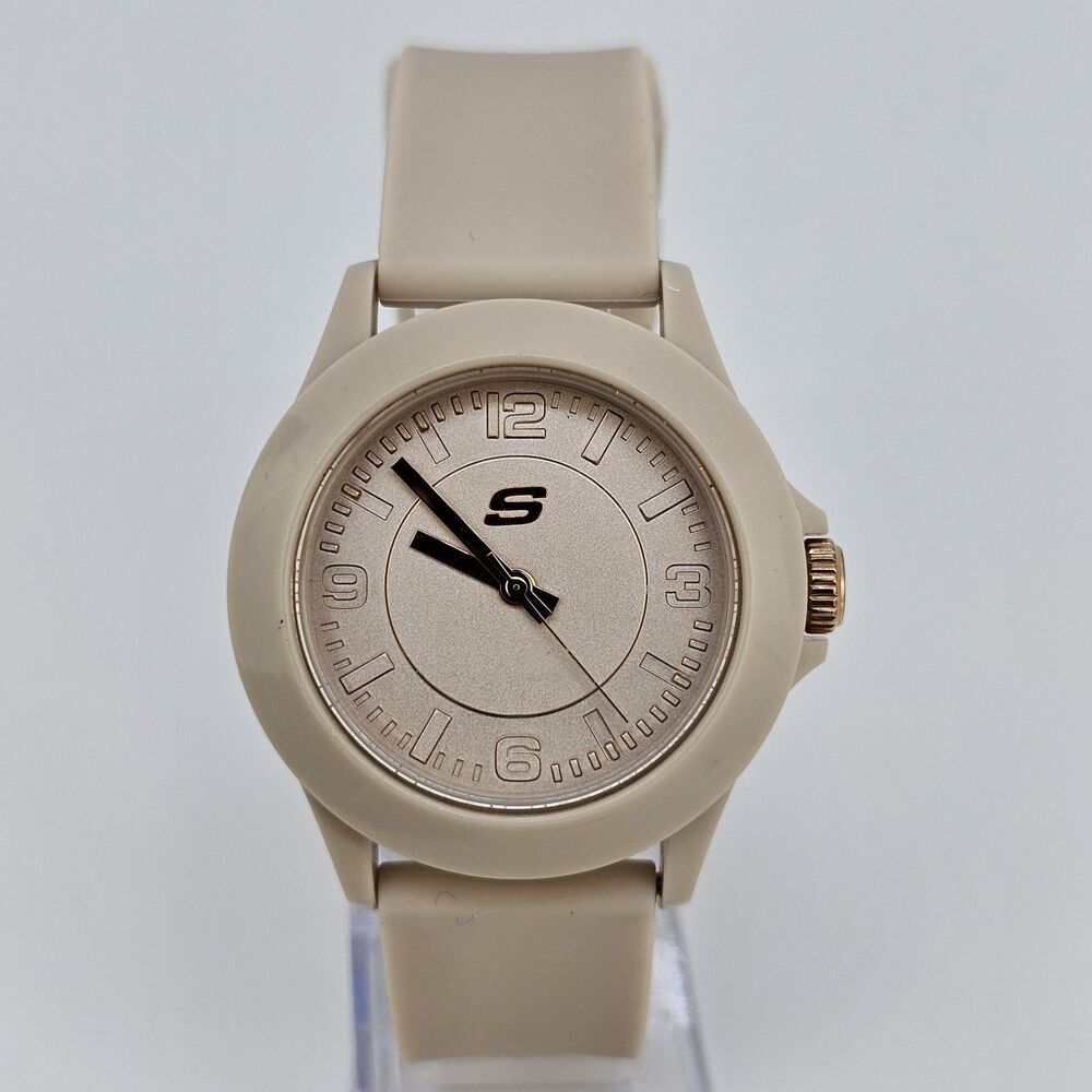 Sketchers Women's Watch 40MM Beige Dial Beige Plastic Bands New Battery